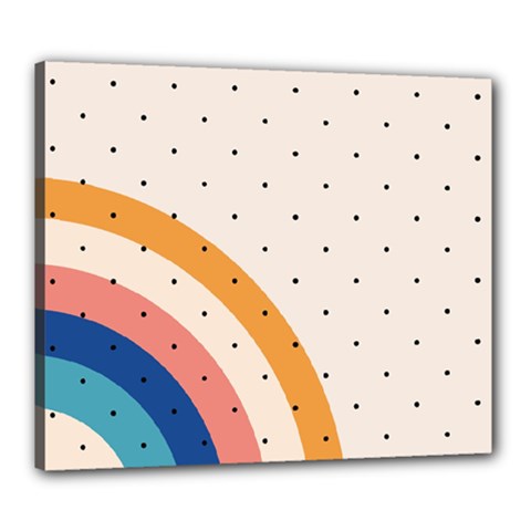 Abstract Geometric Bauhaus Polka Dots Retro Memphis Rainbow Canvas 24  X 20  (stretched)