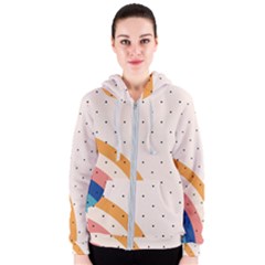 Abstract Geometric Bauhaus Polka Dots Retro Memphis Rainbow Women s Zipper Hoodie by Maspions