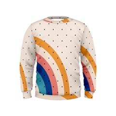 Abstract Geometric Bauhaus Polka Dots Retro Memphis Rainbow Kids  Sweatshirt