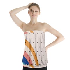 Abstract Geometric Bauhaus Polka Dots Retro Memphis Rainbow Strapless Top by Maspions