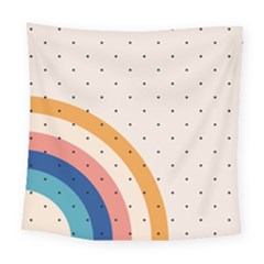 Abstract Geometric Bauhaus Polka Dots Retro Memphis Rainbow Square Tapestry (large)