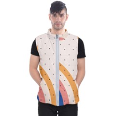 Abstract Geometric Bauhaus Polka Dots Retro Memphis Rainbow Men s Puffer Vest