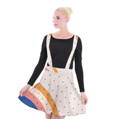 Abstract Geometric Bauhaus Polka Dots Retro Memphis Rainbow Suspender Skater Skirt