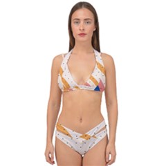 Abstract Geometric Bauhaus Polka Dots Retro Memphis Rainbow Double Strap Halter Bikini Set