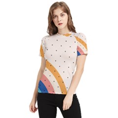 Abstract Geometric Bauhaus Polka Dots Retro Memphis Rainbow Women s Short Sleeve Rash Guard