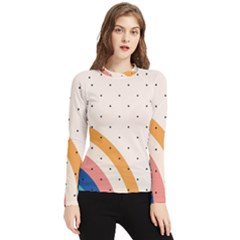 Abstract Geometric Bauhaus Polka Dots Retro Memphis Rainbow Women s Long Sleeve Rash Guard