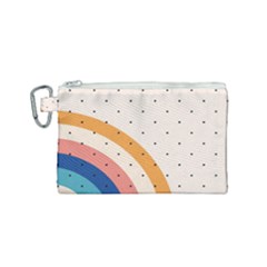 Abstract Geometric Bauhaus Polka Dots Retro Memphis Rainbow Canvas Cosmetic Bag (small)