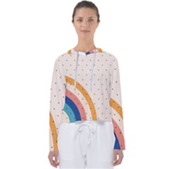 Abstract Geometric Bauhaus Polka Dots Retro Memphis Rainbow Women s Slouchy Sweat