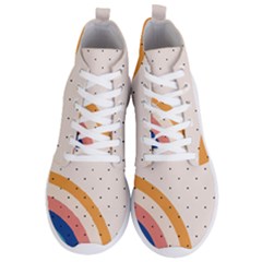 Abstract Geometric Bauhaus Polka Dots Retro Memphis Rainbow Men s Lightweight High Top Sneakers