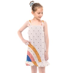 Abstract Geometric Bauhaus Polka Dots Retro Memphis Rainbow Kids  Overall Dress