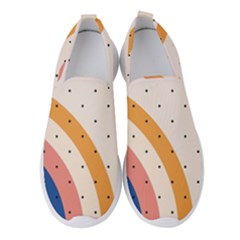 Abstract Geometric Bauhaus Polka Dots Retro Memphis Rainbow Women s Slip On Sneakers