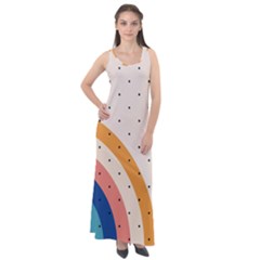 Abstract Geometric Bauhaus Polka Dots Retro Memphis Rainbow Sleeveless Velour Maxi Dress by Maspions