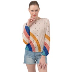 Abstract Geometric Bauhaus Polka Dots Retro Memphis Rainbow Banded Bottom Chiffon Top