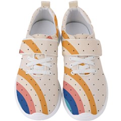 Abstract Geometric Bauhaus Polka Dots Retro Memphis Rainbow Men s Velcro Strap Shoes