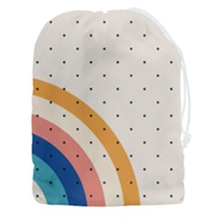 Abstract Geometric Bauhaus Polka Dots Retro Memphis Rainbow Drawstring Pouch (3xl)