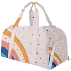 Abstract Geometric Bauhaus Polka Dots Retro Memphis Rainbow Burner Gym Duffel Bag by Maspions