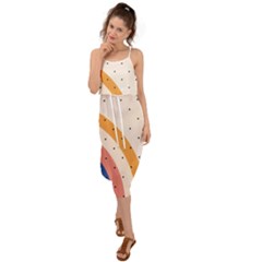 Abstract Geometric Bauhaus Polka Dots Retro Memphis Rainbow Waist Tie Cover Up Chiffon Dress