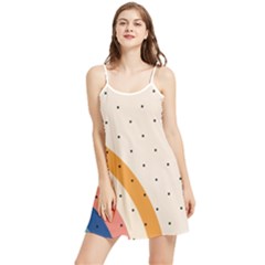 Abstract Geometric Bauhaus Polka Dots Retro Memphis Rainbow Summer Frill Dress