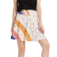 Abstract Geometric Bauhaus Polka Dots Retro Memphis Rainbow Waistband Skirt by Maspions