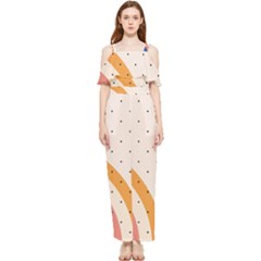 Abstract Geometric Bauhaus Polka Dots Retro Memphis Rainbow Draped Sleeveless Chiffon Jumpsuit