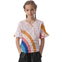 Abstract Geometric Bauhaus Polka Dots Retro Memphis Rainbow Kids  V-Neck Horn Sleeve Blouse View1