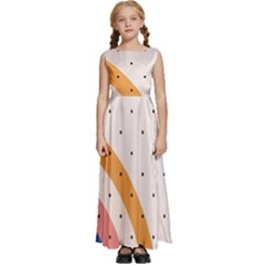 Abstract Geometric Bauhaus Polka Dots Retro Memphis Rainbow Kids  Satin Sleeveless Maxi Dress by Maspions