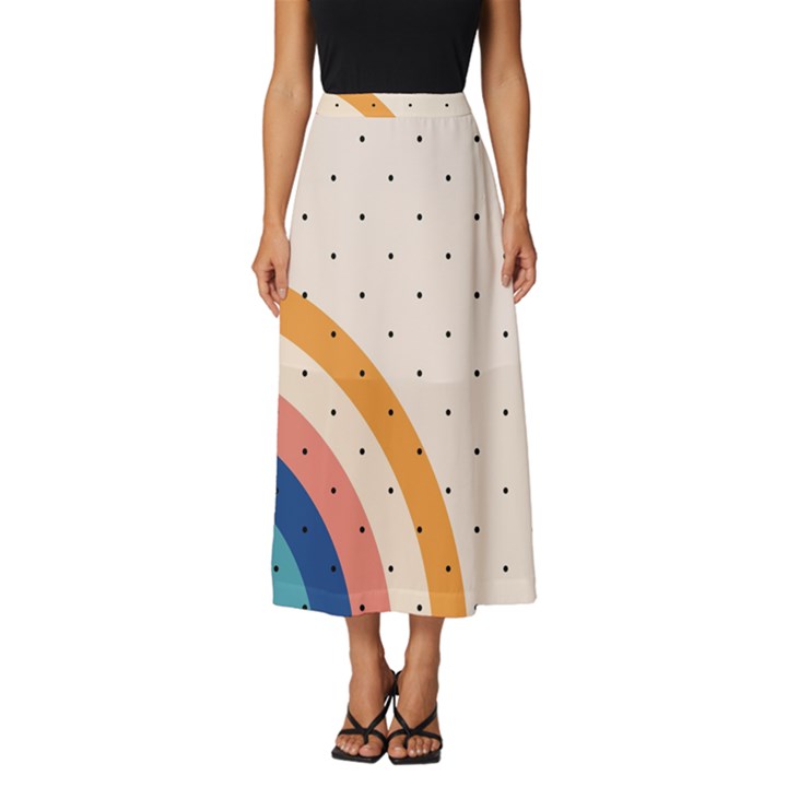 Abstract Geometric Bauhaus Polka Dots Retro Memphis Rainbow Classic Midi Chiffon Skirt