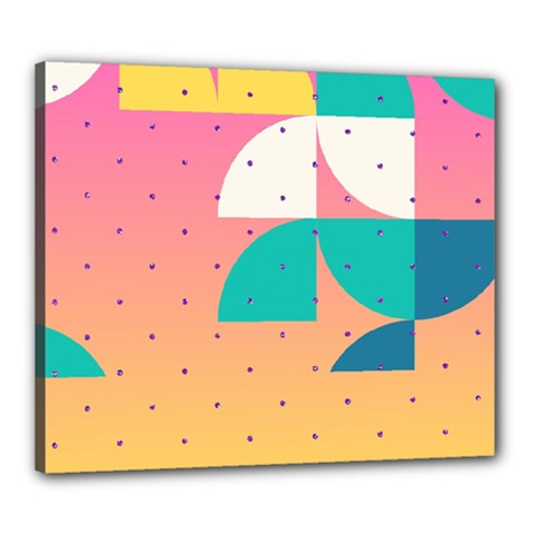 Abstract Geometric Bauhaus Polka Dots Retro Memphis Art Canvas 24  X 20  (stretched) by Maspions