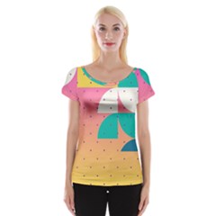 Abstract Geometric Bauhaus Polka Dots Retro Memphis Art Cap Sleeve Top