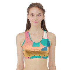 Abstract Geometric Bauhaus Polka Dots Retro Memphis Art Sports Bra With Border