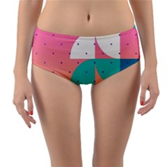 Abstract Geometric Bauhaus Polka Dots Retro Memphis Art Reversible Mid-waist Bikini Bottoms by Maspions