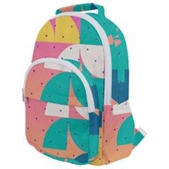 Abstract Geometric Bauhaus Polka Dots Retro Memphis Art Rounded Multi Pocket Backpack