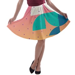 Abstract Geometric Bauhaus Polka Dots Retro Memphis Art A-line Skater Skirt