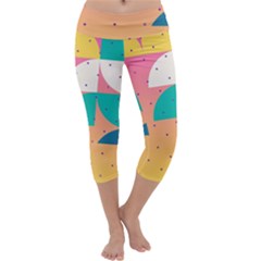 Abstract Geometric Bauhaus Polka Dots Retro Memphis Art Capri Yoga Leggings by Maspions