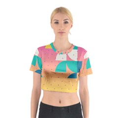 Abstract Geometric Bauhaus Polka Dots Retro Memphis Art Cotton Crop Top by Maspions