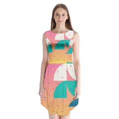 Abstract Geometric Bauhaus Polka Dots Retro Memphis Art Sleeveless Chiffon Dress  