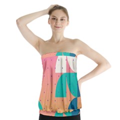 Abstract Geometric Bauhaus Polka Dots Retro Memphis Art Strapless Top by Maspions