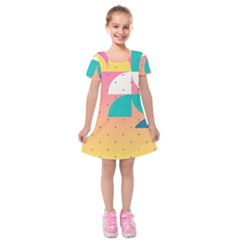 Abstract Geometric Bauhaus Polka Dots Retro Memphis Art Kids  Short Sleeve Velvet Dress