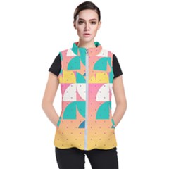 Abstract Geometric Bauhaus Polka Dots Retro Memphis Art Women s Puffer Vest