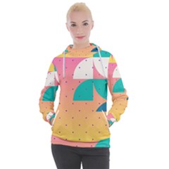 Abstract Geometric Bauhaus Polka Dots Retro Memphis Art Women s Hooded Pullover by Maspions