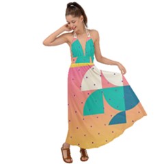 Abstract Geometric Bauhaus Polka Dots Retro Memphis Art Backless Maxi Beach Dress