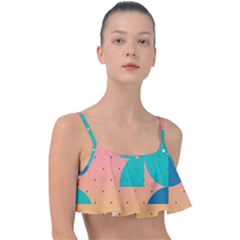 Abstract Geometric Bauhaus Polka Dots Retro Memphis Art Frill Bikini Top