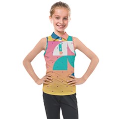 Abstract Geometric Bauhaus Polka Dots Retro Memphis Art Kids  Sleeveless Polo T-shirt