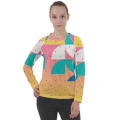 Abstract Geometric Bauhaus Polka Dots Retro Memphis Art Women s Long Sleeve Raglan T-shirt