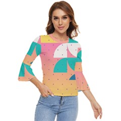 Abstract Geometric Bauhaus Polka Dots Retro Memphis Art Bell Sleeve Top