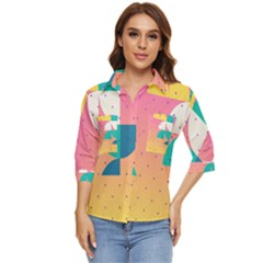 Abstract Geometric Bauhaus Polka Dots Retro Memphis Art Women s Quarter Sleeve Pocket Shirt