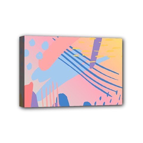 Abstract Lines Dots Pattern Purple Pink Blue Mini Canvas 6  X 4  (stretched)