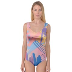 Abstract Lines Dots Pattern Purple Pink Blue Princess Tank Leotard  by Maspions