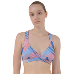 Abstract Lines Dots Pattern Purple Pink Blue Sweetheart Sports Bra