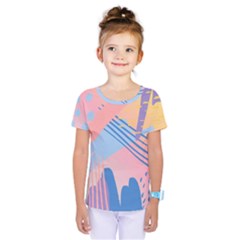 Abstract Lines Dots Pattern Purple Pink Blue Kids  One Piece T-shirt